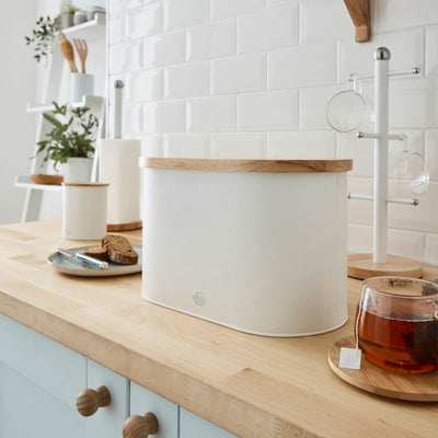 Salton Swan Kitchen Nordic Steel Bread Bin with Cutting Board Lid (Open Box) - VMInnovations