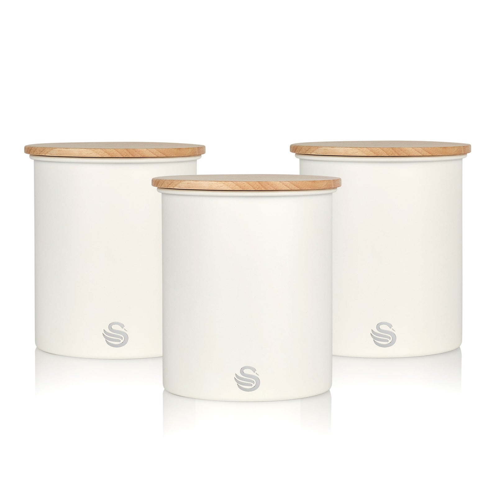 Salton Swan Kitchen Steel Storage Containers for Dry Goods, 3 Pk White(Open Box) - VMInnovations