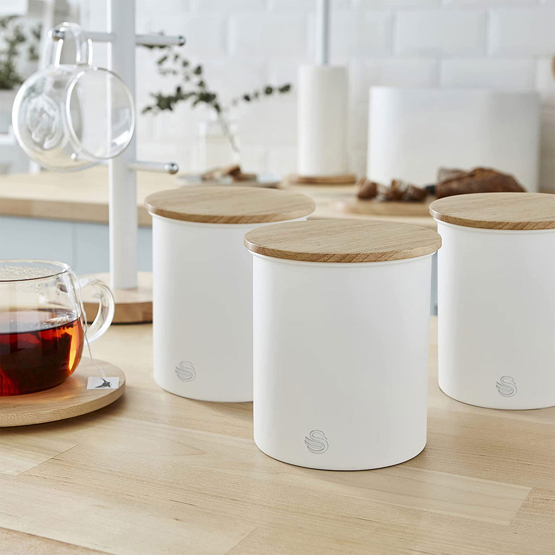 Swan Kitchen Steel Storage Containers for Dry Goods, 3 Pack Cotton White (Used)