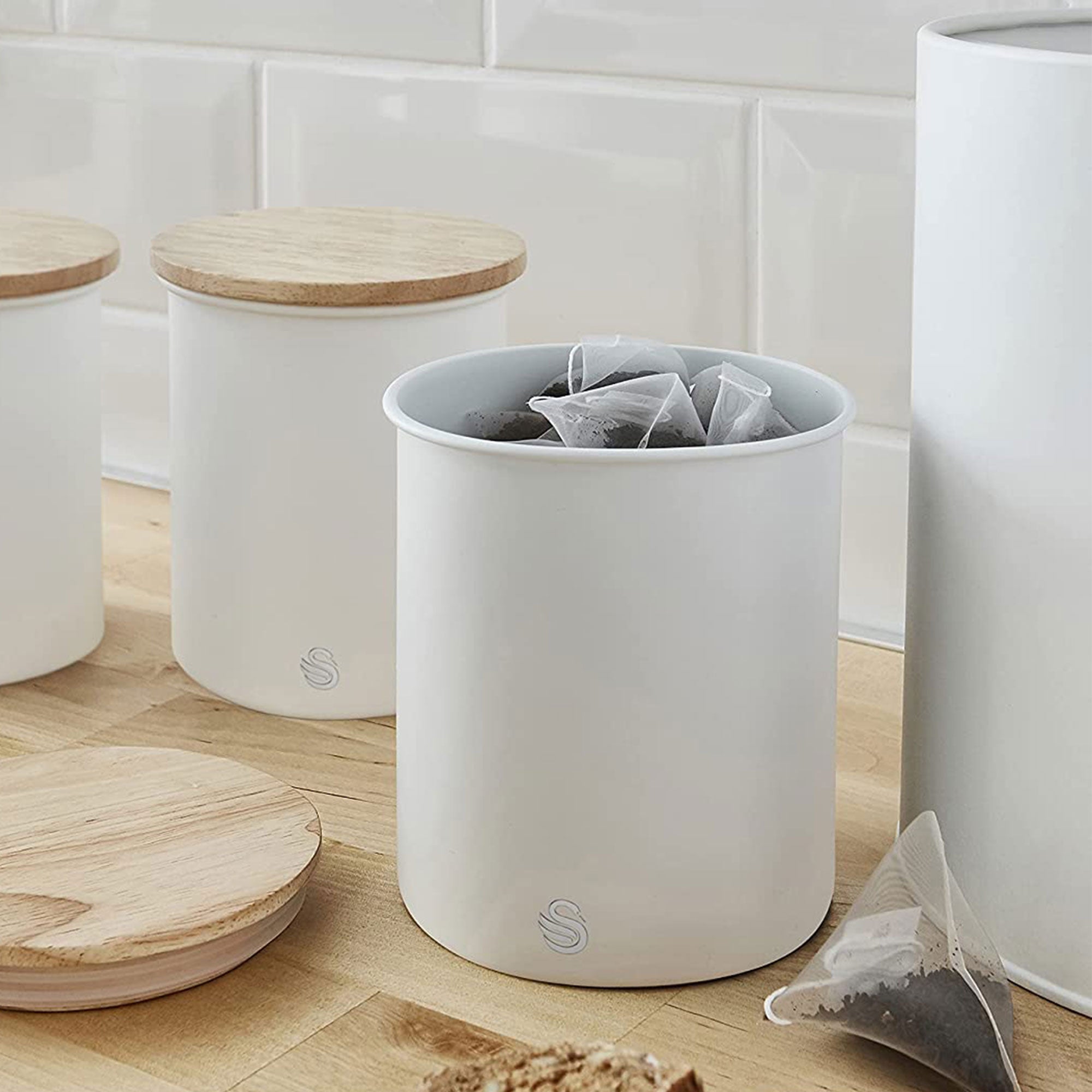 Salton Swan Kitchen Steel Storage Containers for Dry Goods, 3 Pk White(Open Box) - VMInnovations
