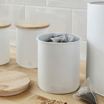 Salton Swan Kitchen Steel Storage Containers for Dry Goods, 3 Pk White(Open Box) - VMInnovations