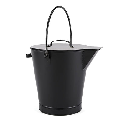 Minuteman International Powder Coated Steel Ash Bucket Pail w/ Handle, All Black