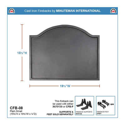 Minuteman International CFB-08 Cast Iron Plain Fireplace Fireback, Small, Black
