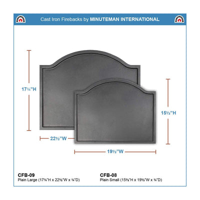 Minuteman International CFB-09 Cast Iron Plain Fireplace Fireback, Large, Black - VMInnovations
