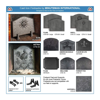 Minuteman International CFB-09 Cast Iron Plain Fireplace Fireback, Large, Black