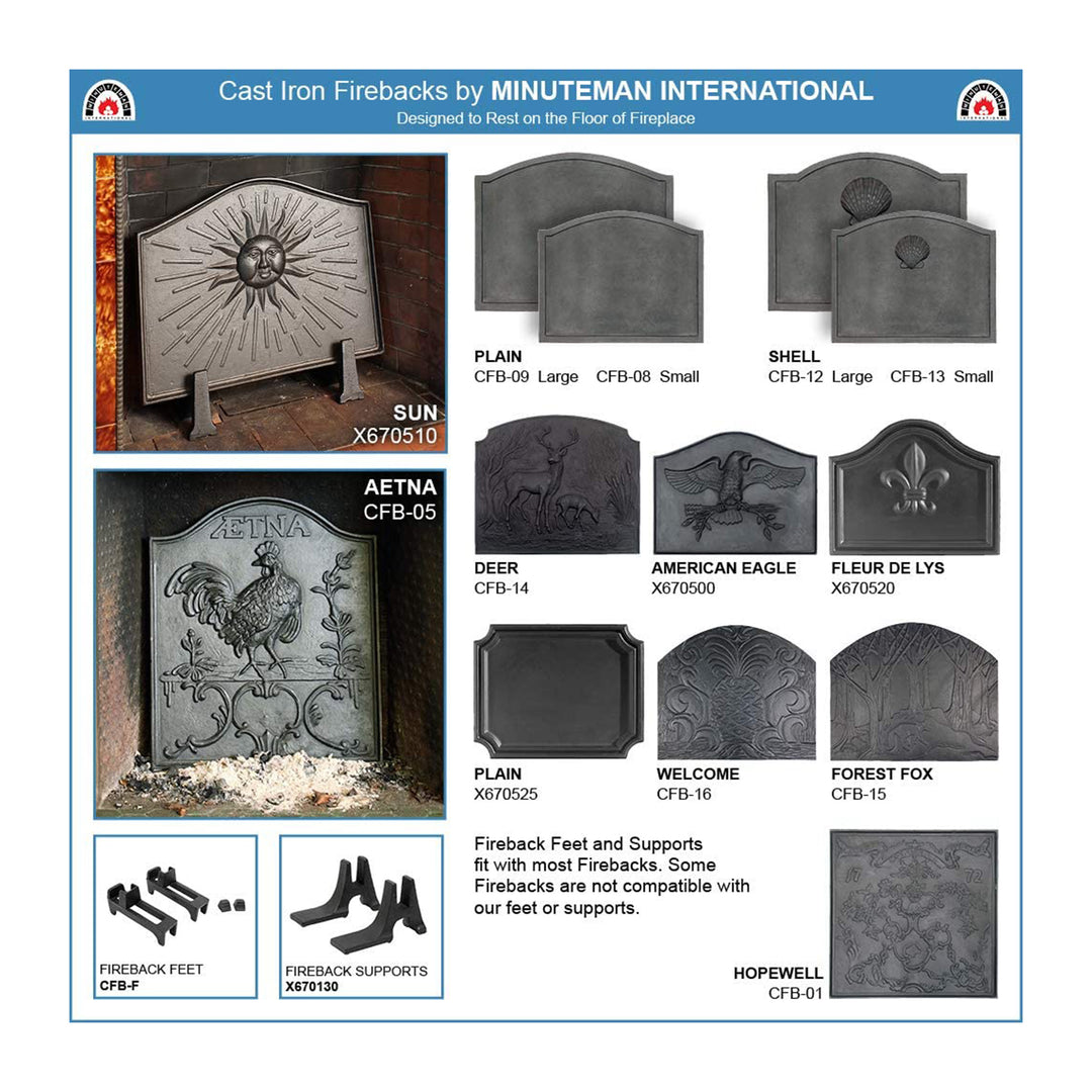 Minuteman International CFB-12 Cast Iron Shell Fireplace Fireback, Small, Black - VMInnovations
