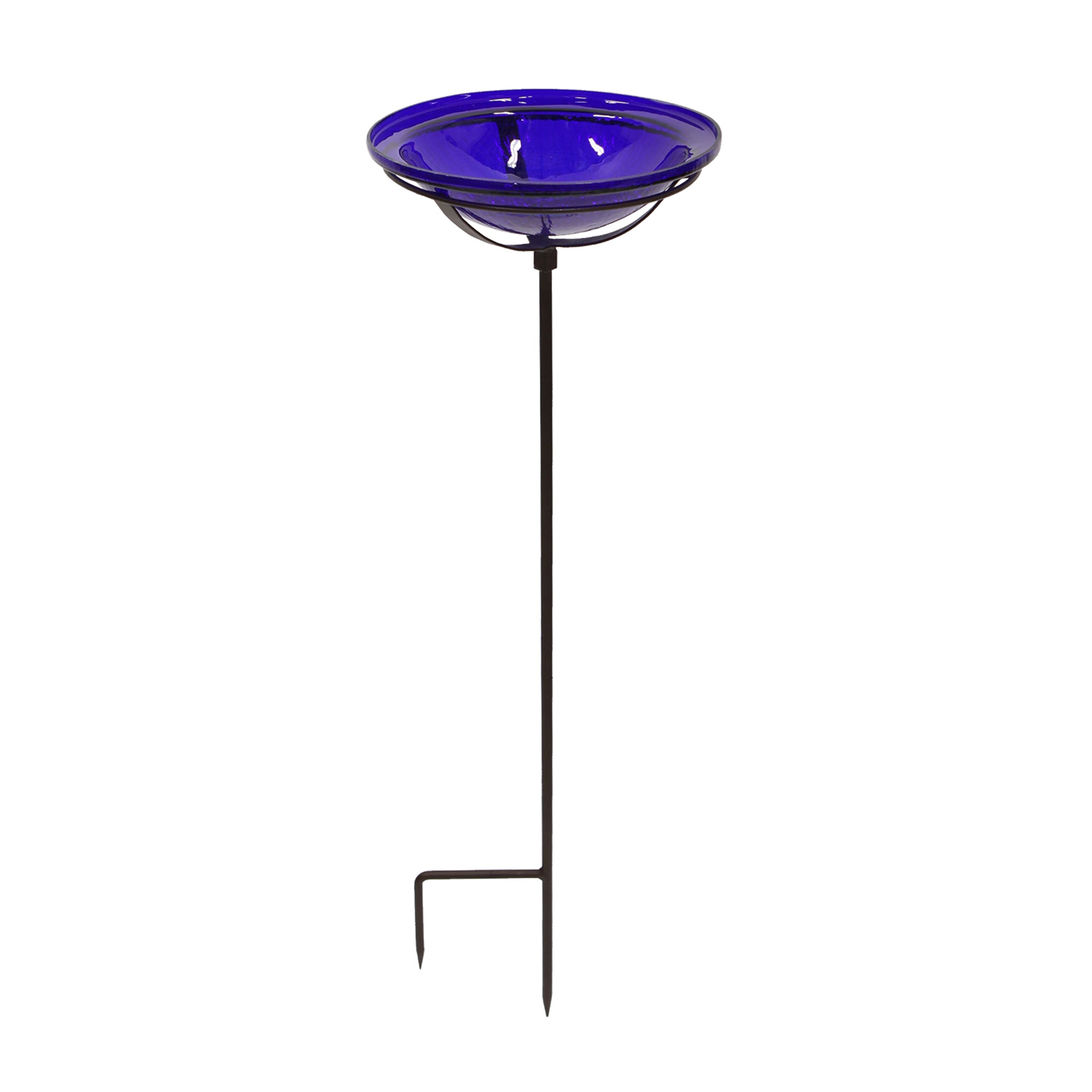 Achla Designs 12 Inch Hand Blown Crackle Glass Birdbath with Stake (Open Box)