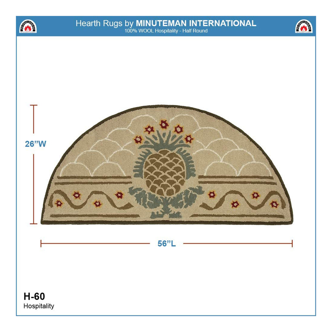Minuteman International Half Round Hospitality Wool Fireplace Hearth Rug (Used) - VMInnovations