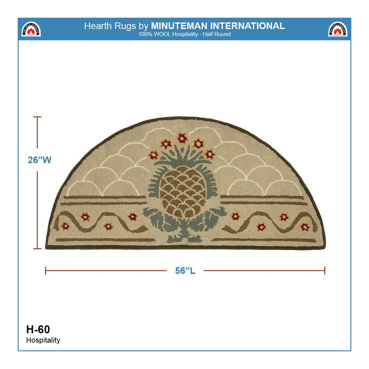 Minuteman International Half Round Hospitality Wool Fireplace Hearth Rug (Used) - VMInnovations