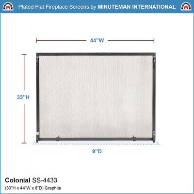 Minuteman International 44 x 33 Inch Colonial Flat Fireplace Screen, Graphite