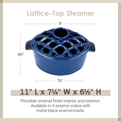 Minuteman International T-50-BL Cast Iron Wood Stove Lattice Top Steamer, Blue