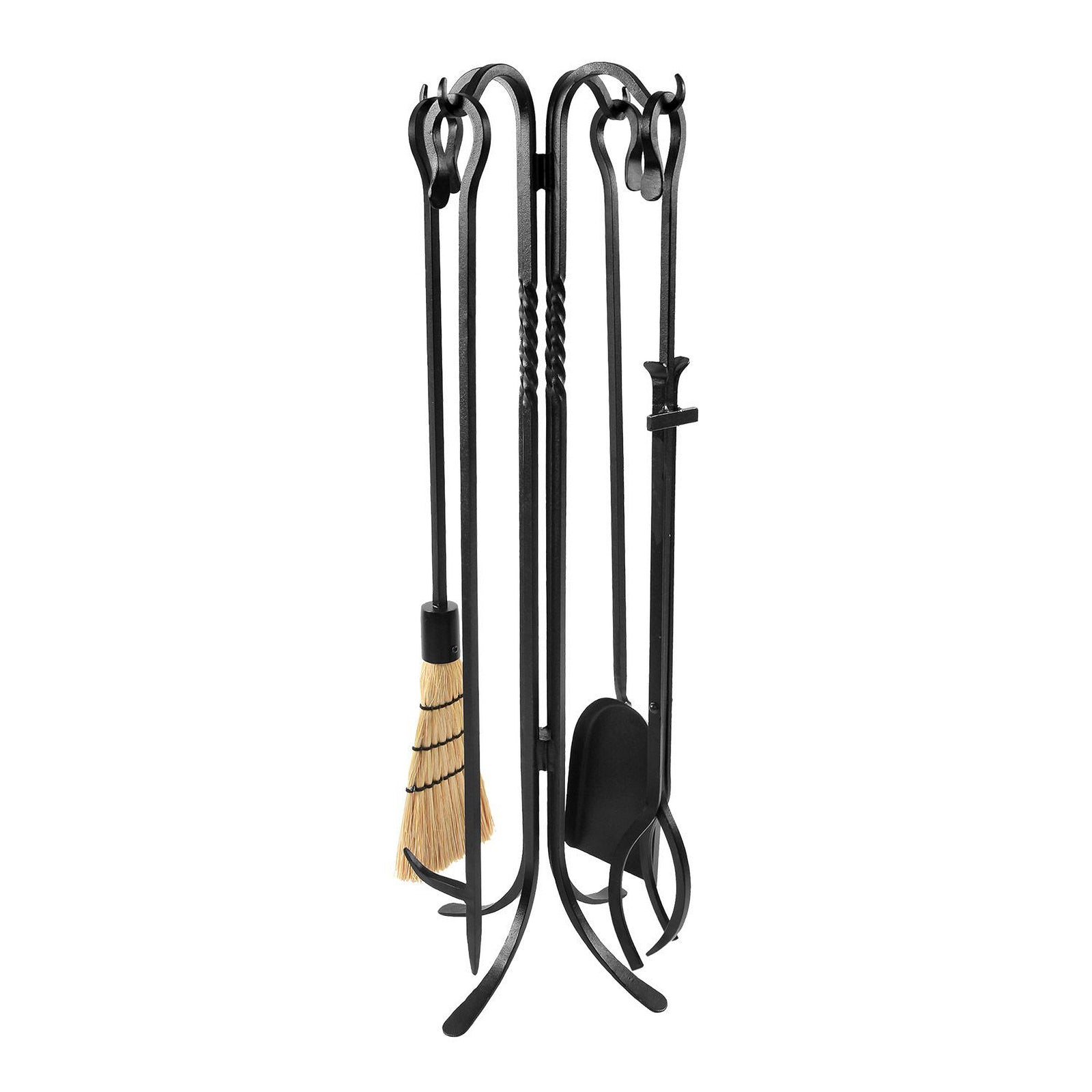 Shepherd's Hook II 5 Piece Fireplace Set, Black (Used) - VMInnovations