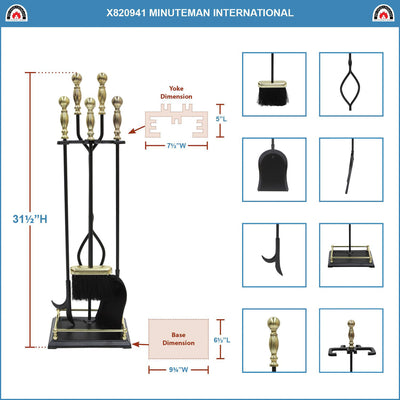 Minuteman International Oxford 5 Piece Fireplace Toolset (Open Box)