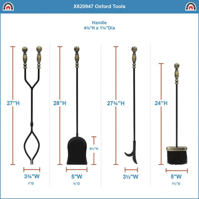 Minuteman International Oxford 5 Piece Fireplace Toolset (For Parts) - VMInnovations