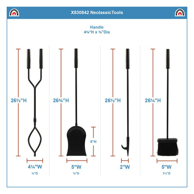 Minuteman International 5 Piece Iron Fireplace Tool Set w/Base Black (For Parts) - VMInnovations