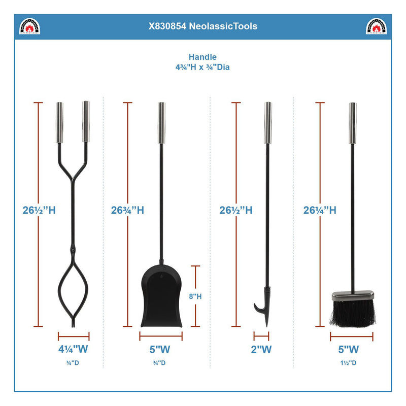 Minuteman International Neoclassic Fireplace Tool Set Chrome & Black (For Parts)