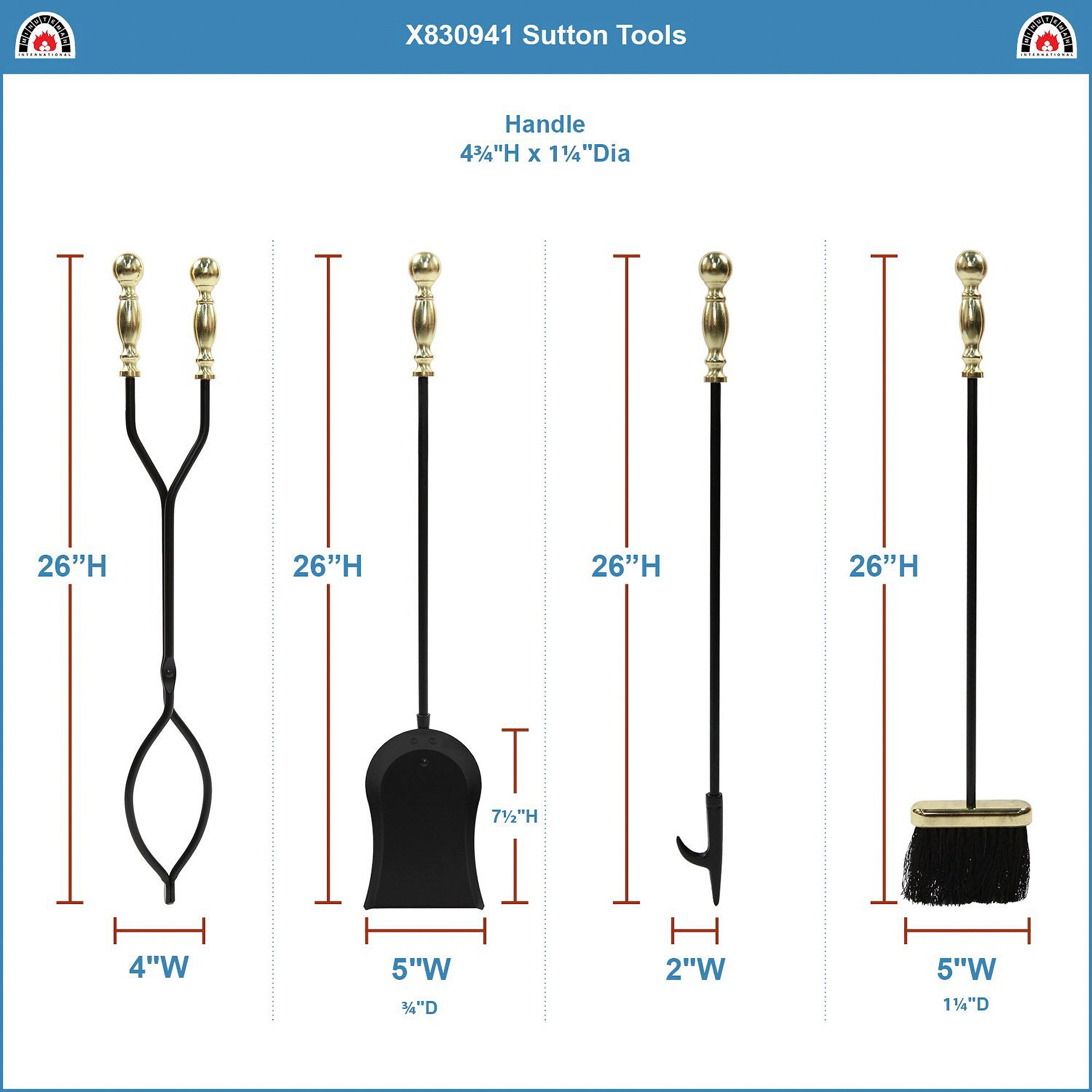 Minuteman International Sutton 5 Piece Fireplace Toolset (For Parts) - VMInnovations