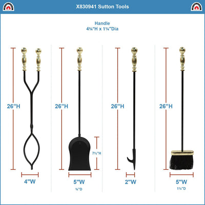 Minuteman International Sutton 5 Piece Fireplace Toolset (For Parts) - VMInnovations