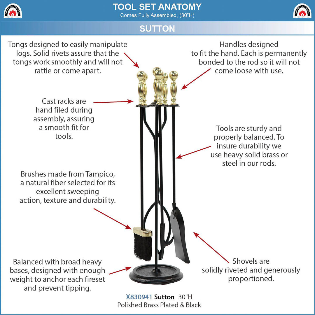 Minuteman International Sutton 5 Piece Fireplace Toolset (For Parts)