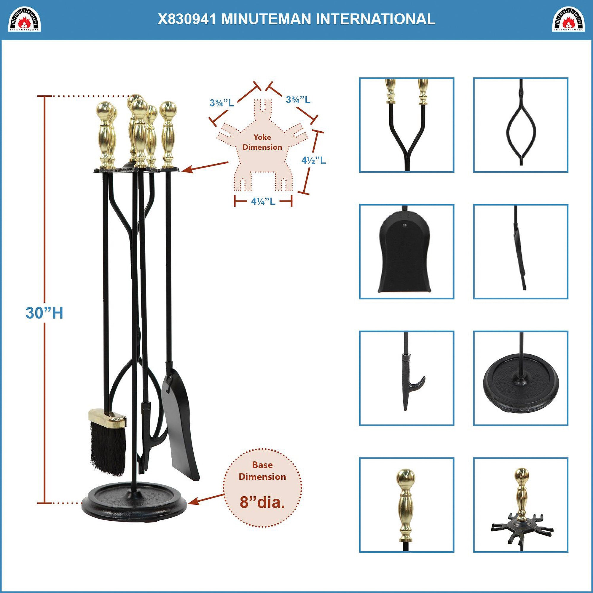 Minuteman International Sutton 5 Piece Fireplace Toolset (For Parts) - VMInnovations