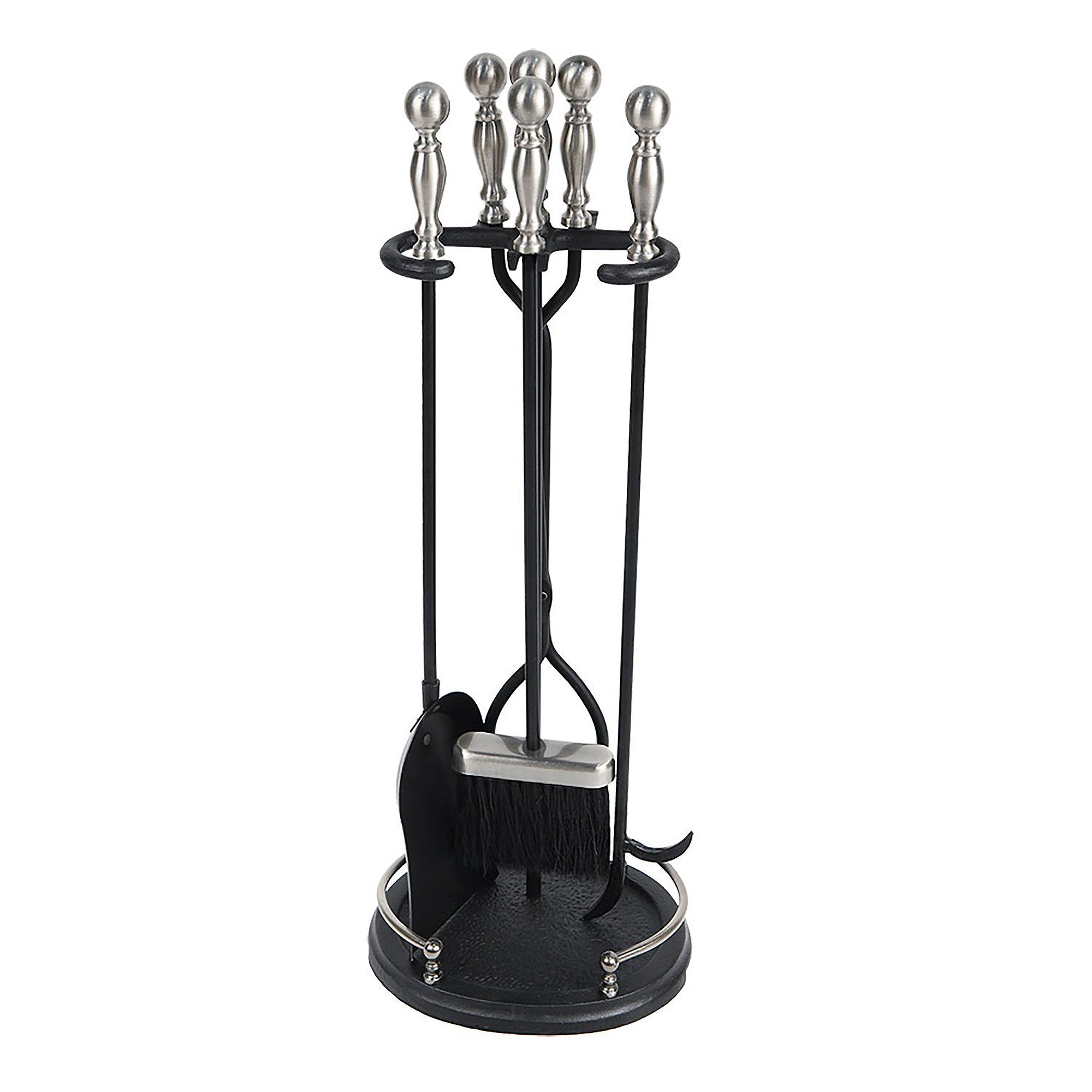 Minuteman Boston 5pc Fireplace Toolset, Polished Chrome & Black (Open Box) - VMInnovations