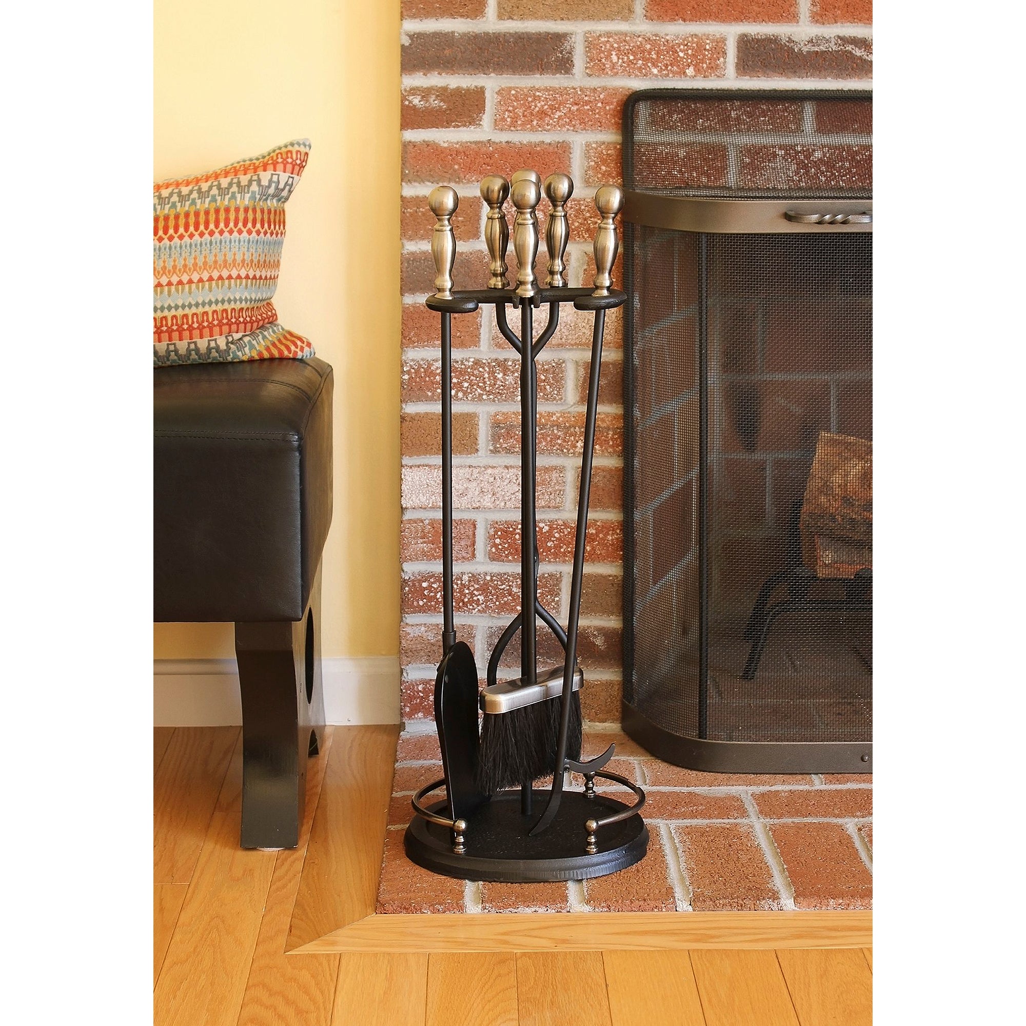 Minuteman Boston 5pc Fireplace Toolset, Polished Chrome & Black (Open Box) - VMInnovations