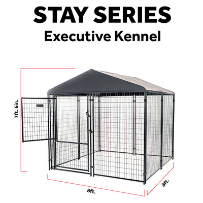 Lucky Dog STAY Series 8 x 8 x 6 Foot Roofed Steel Frame Executive Dog Kennel
