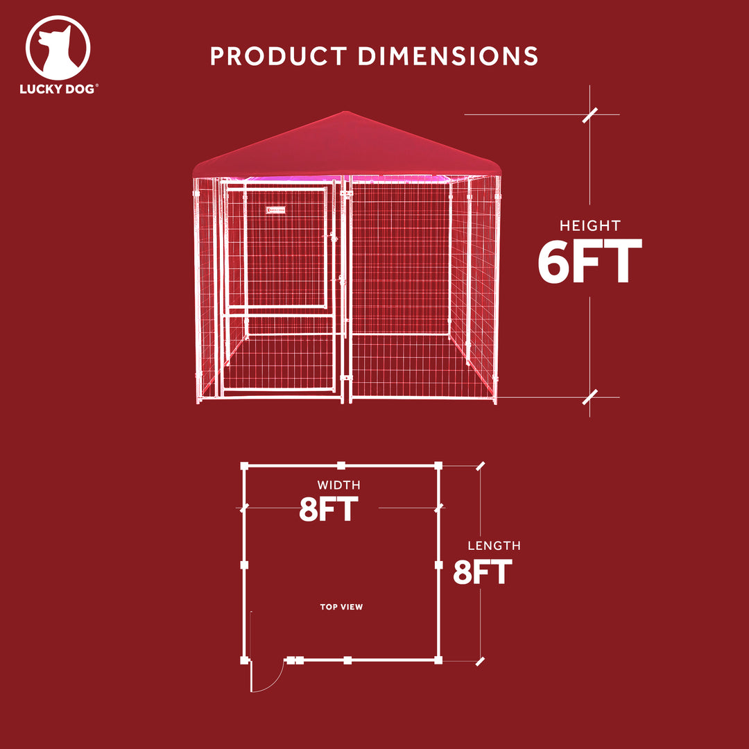 Lucky Dog STAY Series 8 x 8 x 6 Foot Roofed Steel Frame Executive Dog Kennel