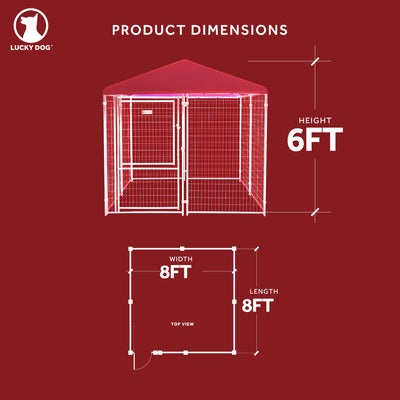 Lucky Dog STAY Series 8 x 8 x 6 Foot Roofed Steel Frame Executive Dog Kennel - VMInnovations