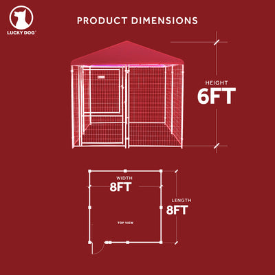 Lucky Dog STAY Series 8 x 8 x 6 Foot Roofed Steel Frame Executive Dog Kennel