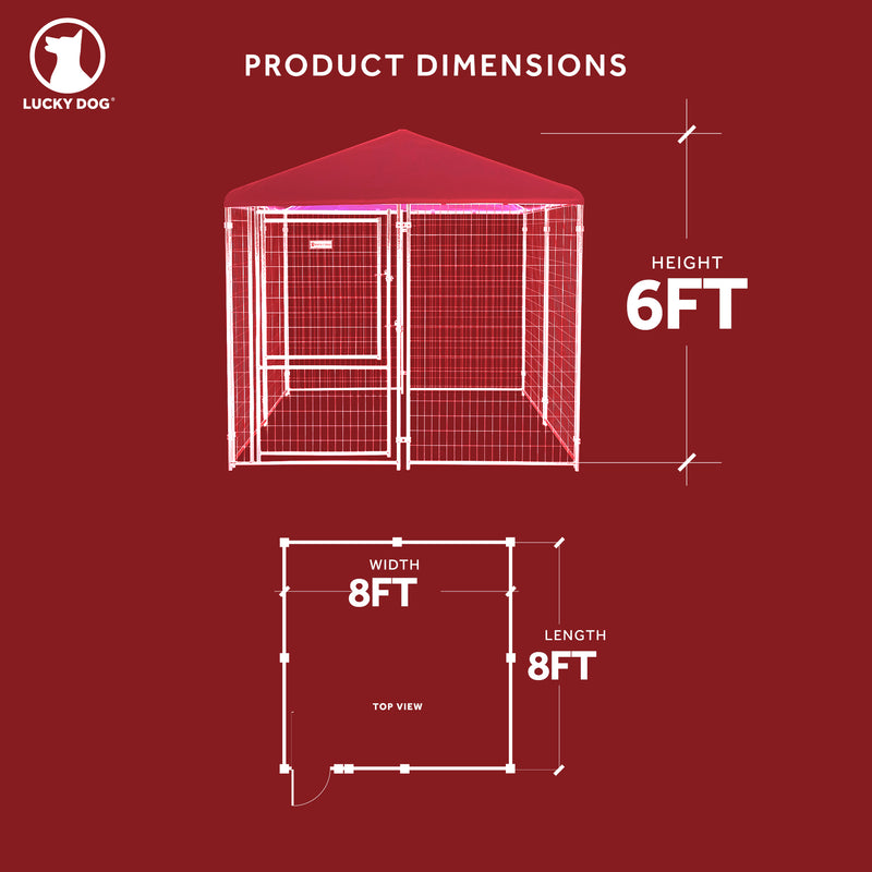 Lucky Dog STAY Series 8 x 8 x 6 Foot Roofed Steel Frame Executive Dog Kennel