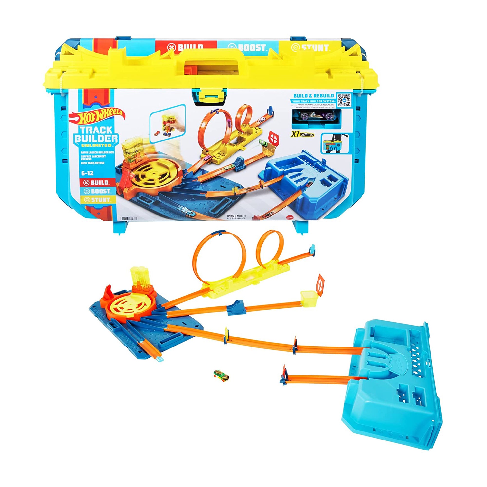 Hot Wheels Track Builder Unlimited Rapid Launch Builder Box, for Kids 6+ (Used)