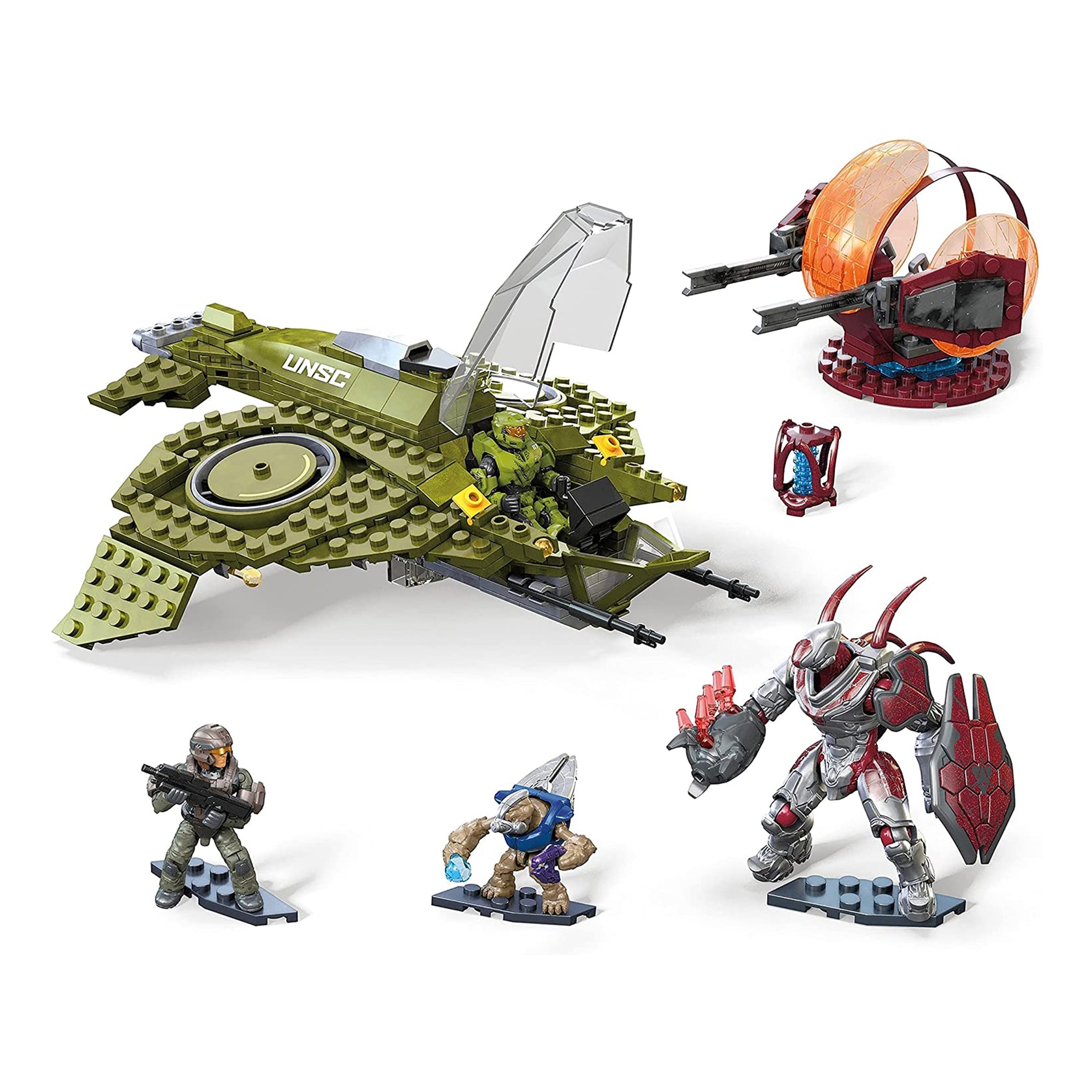 Mega Construx Halo Infinite UNSC Wasp Onslaught 2 in 1 Building Set, 406 Pieces