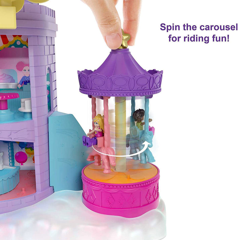 Mattel Polly Pocket Rainbow Funland Theme Park Playset w/ 3 Rides, Polly & Shani