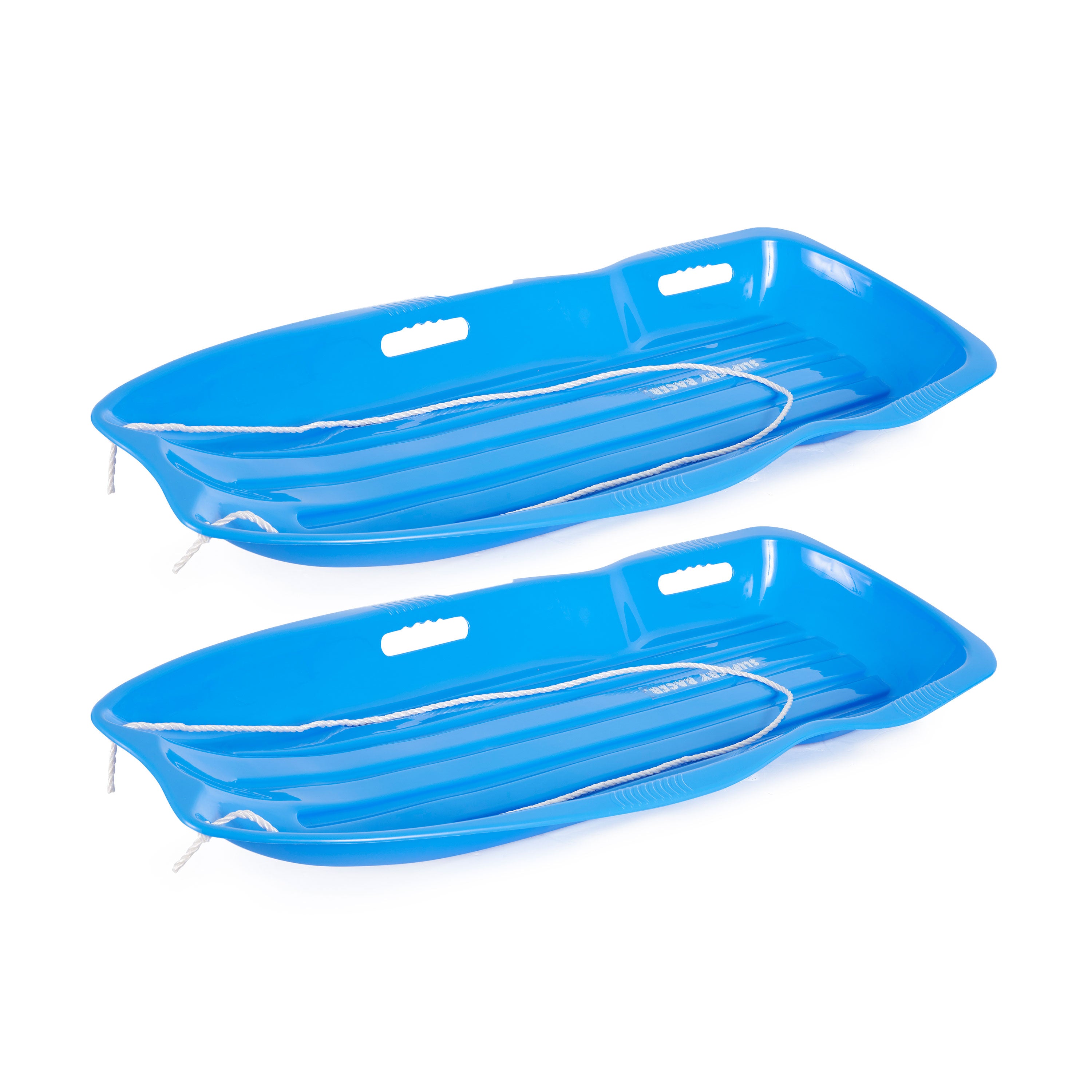 Slippery Racer Downhill Xtreme Plastic Toboggan Snow Sled, Blue (2 Pk)