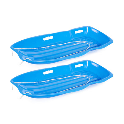 Slippery Racer Downhill Xtreme Plastic Toboggan Snow Sled, Blue (2 Pk)