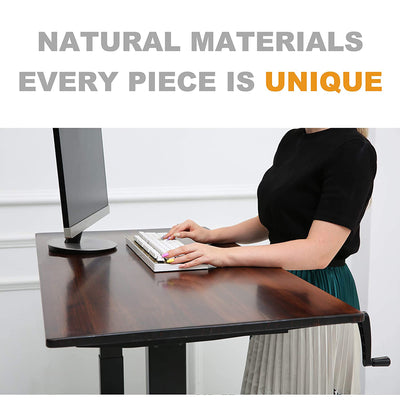 Adjustable Height Steel Frame Standing Desk, Crank Adjust, Black/Teak (Used)