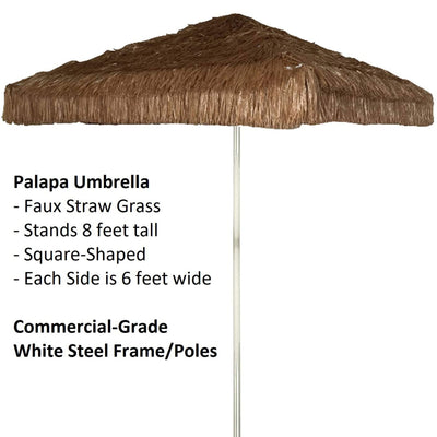 Best of Times Portable L Shaped Patio Table and Thatched Tiki Umbrella, Beach