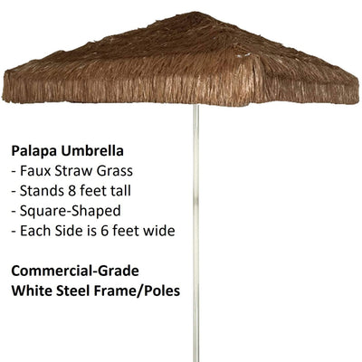 Best of Times Portable L Shaped Patio Table and Thatched Tiki Umbrella, Beach - VMInnovations
