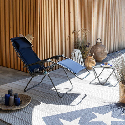 Lafuma R-Clip Batyline Iso Relaxation Zero Gravity Lounge Recliner Chair, Navy - VMInnovations