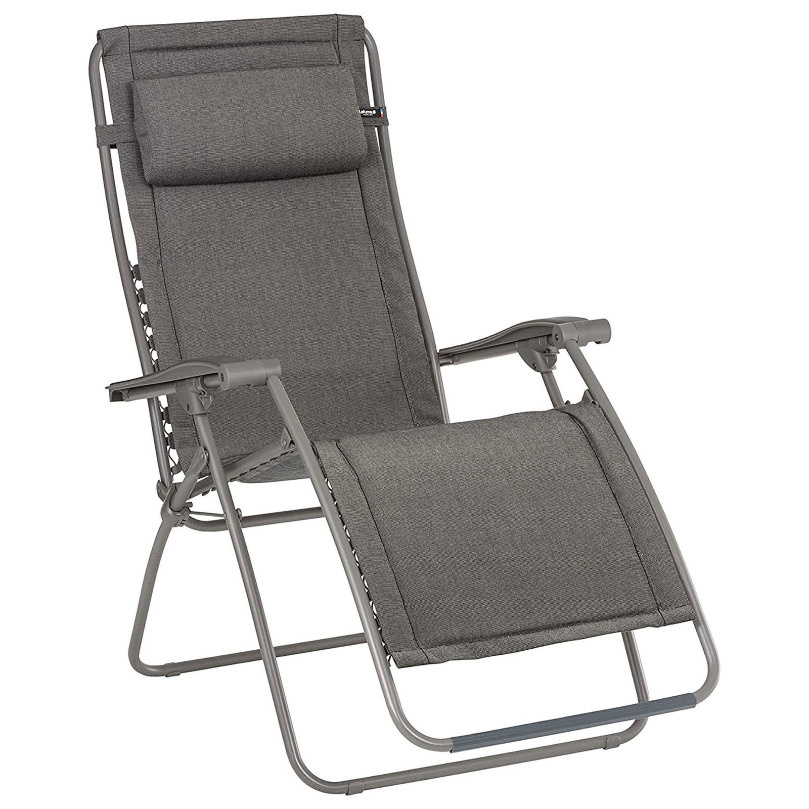 Lafuma RSX Clip Sunbrella Outdoor Steel Folding Patio Lawn Recliner Chair, Slate - VMInnovations