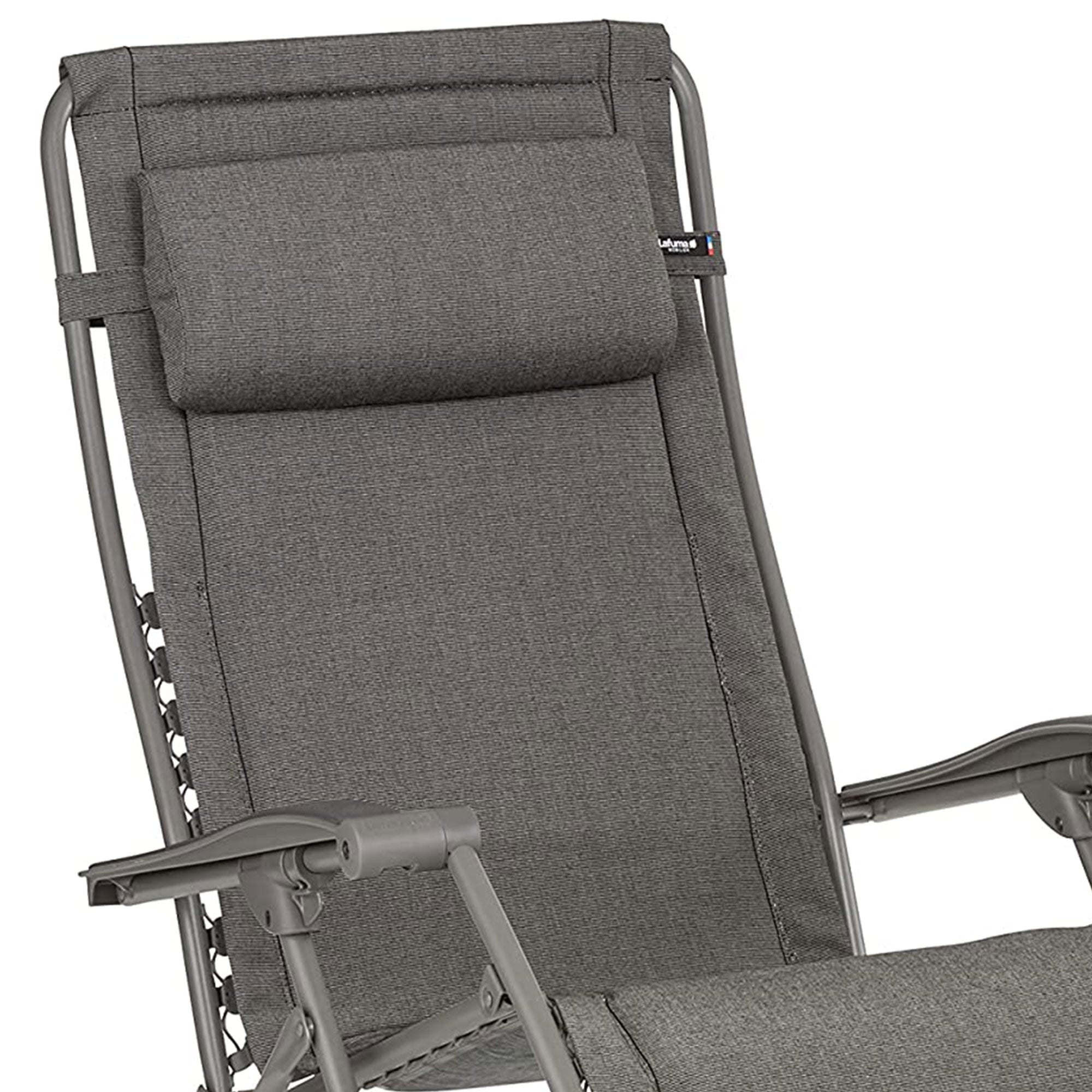 Lafuma RSX Clip Sunbrella Outdoor Steel Folding Patio Lawn Recliner Chair, Slate - VMInnovations