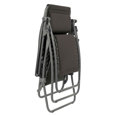Lafuma RSX Clip Sunbrella Outdoor Steel Folding Patio Lawn Recliner Chair, Slate - VMInnovations