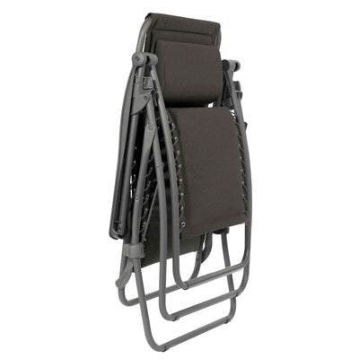 Lafuma RSX Clip Sunbrella Outdoor Steel Folding Patio Lawn Recliner Chair, Slate