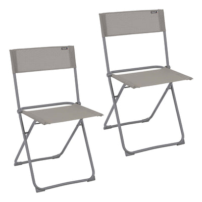 Lafuma Batyline Iso Fabric Folding Steel Frame Balcony Chair, Terre (2 Pack)
