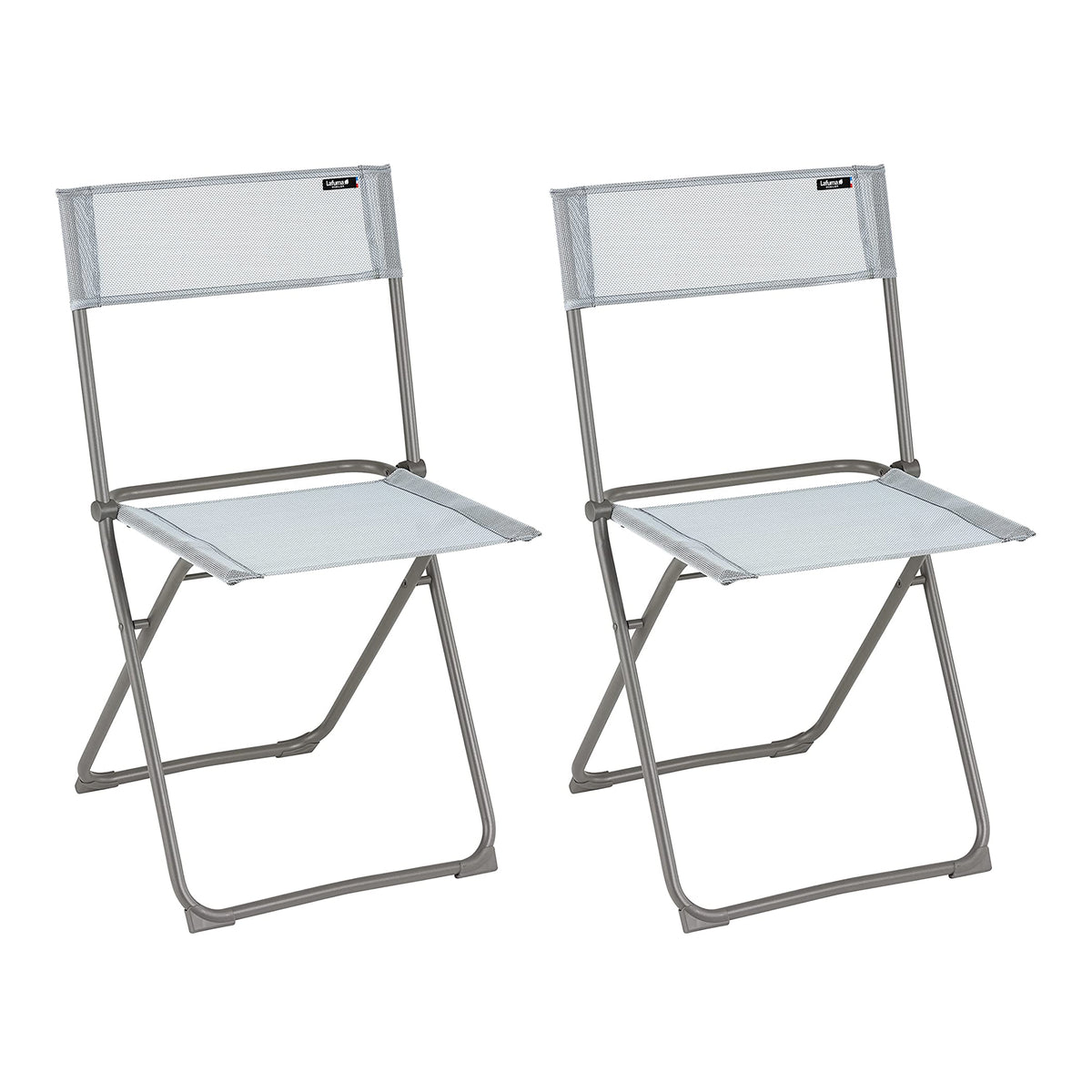 Lafuma Batyline Iso Fabric Folding Steel Frame Balcony Chair, Ciel (2 Pack)
