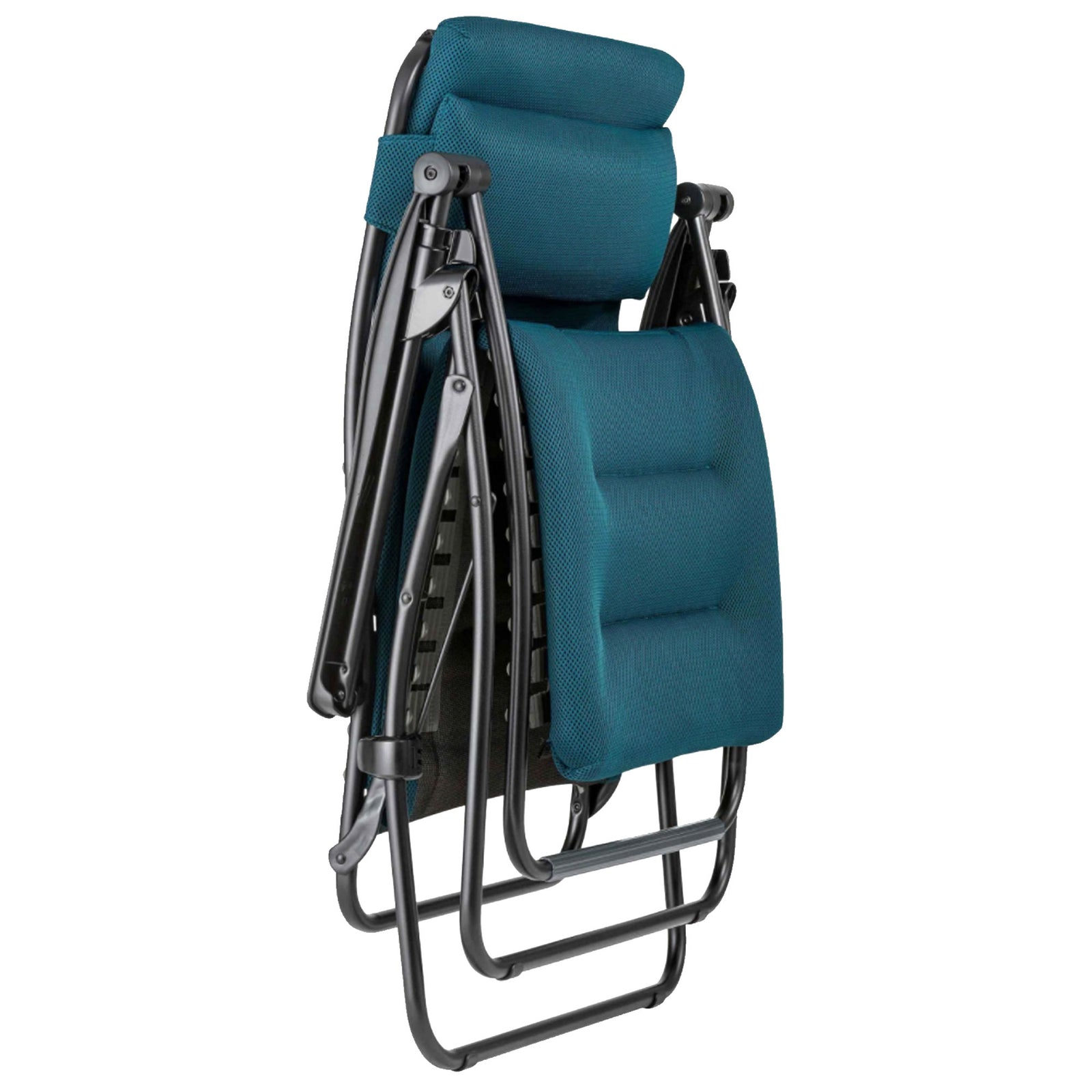 Lafuma Futura Air Comfort Padded Folding Patio Lawn Recliner Chair, Coral Blue - VMInnovations