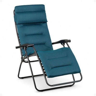 Lafuma Futura Air Comfort Padded Folding Patio Lawn Recliner Chair, Coral Blue