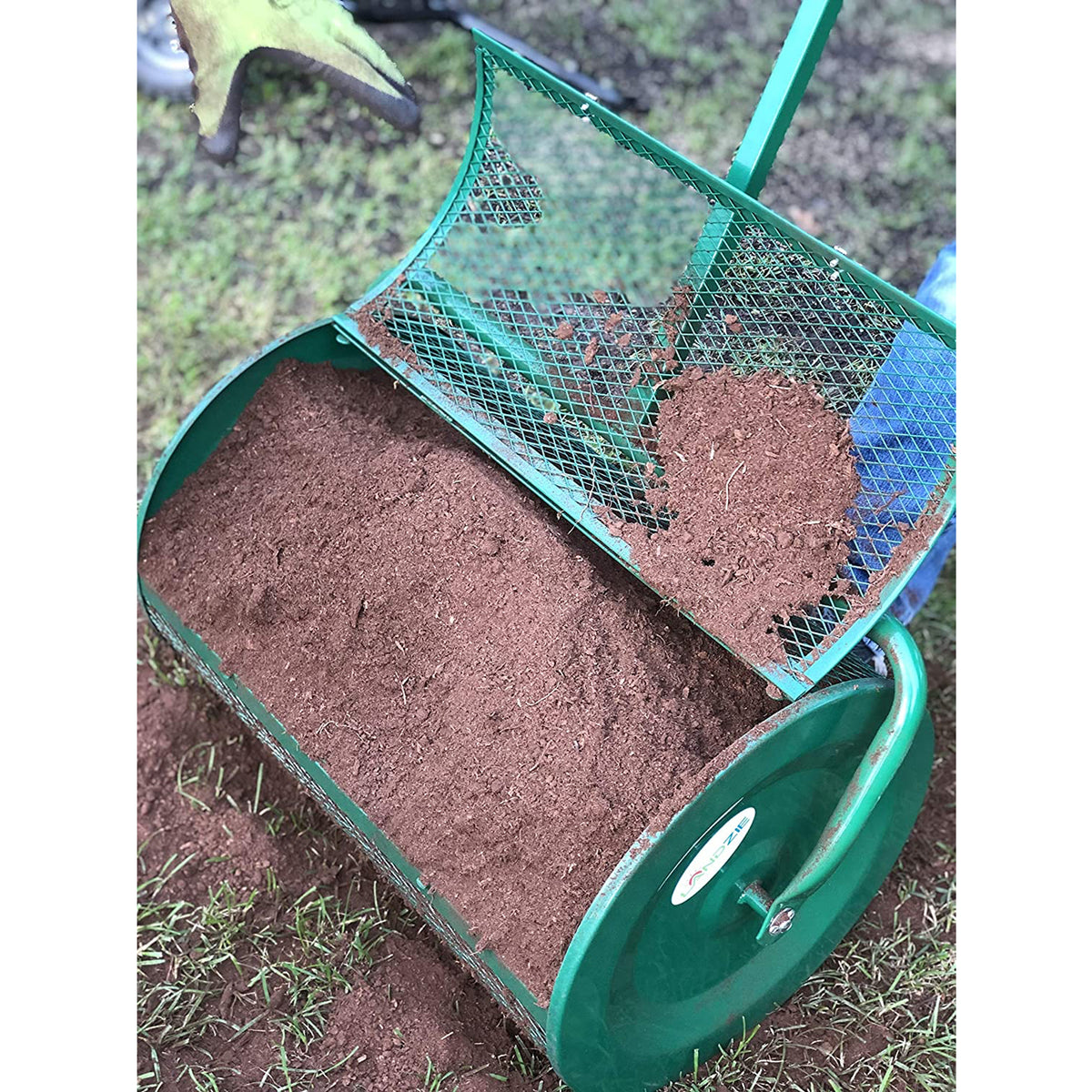 Landzie 24in Metal Lawn and Garden Topdressing Rolling Yard Spreader (Open Box)