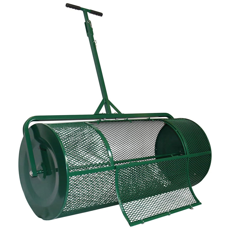 Landzie 44 Inch Metal Basket Lawn and Garden Topdressing Rolling Yard Spreader